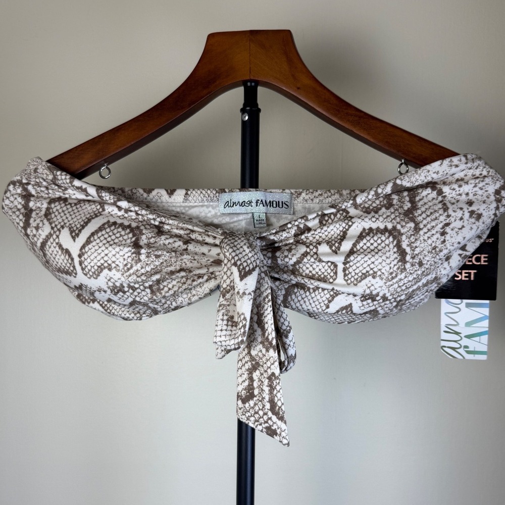 Almost Famous Women Bikini Top Large Python Snake Print Sexy Swimwear Resortwear